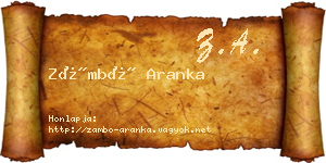 Zámbó Aranka névjegykártya